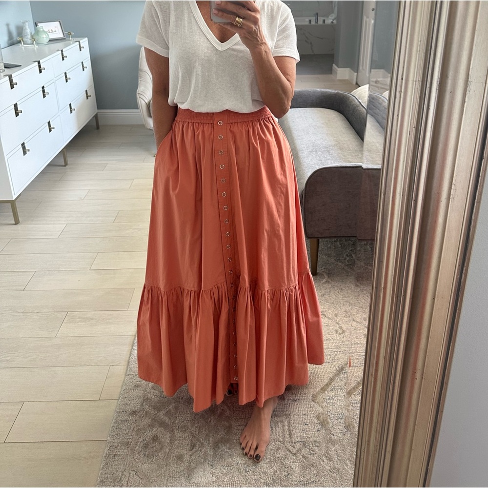 ALC Coral Button-Down Maxi Skirt